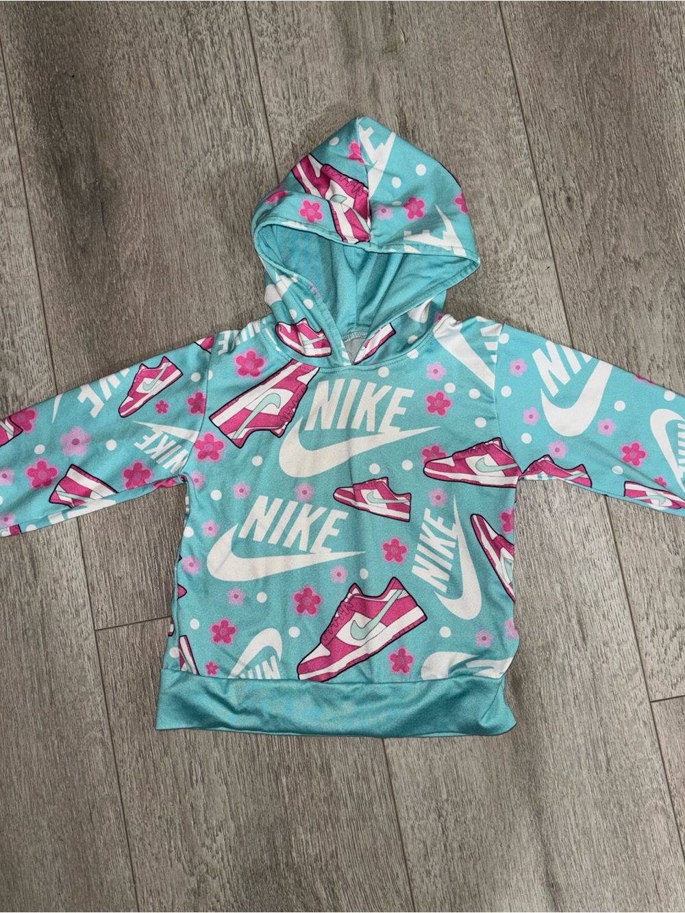 Nike Kids' Aqua & Pink Graphic Hoodie